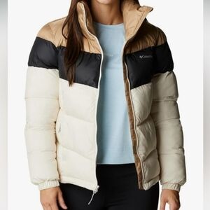 Columbia Women's Puffect Color Block Tan and Black Puffer Jacket